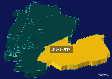 threejs沧州市新华区地图3d地图鼠标移入显示标签并高亮